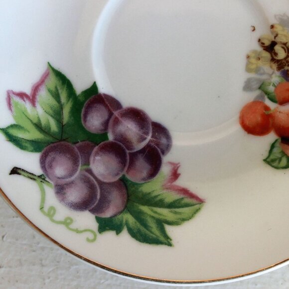 Vintage 1950s Tea Saucer, Fruit And Berry Pattern Made In Japan Collectible - Picture 3 of 8
